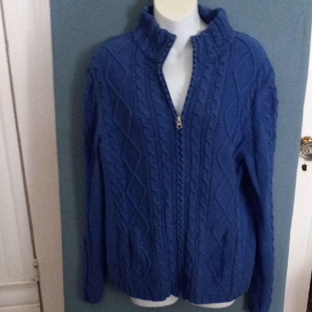 Liz Claiborne Blue Textured Knit Cardigan